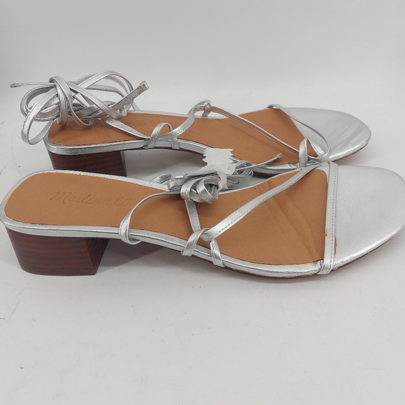 Madewell The Brigitte Lace-Up Sandal in Metallic Leather Size 10 - Picture 3 of 7